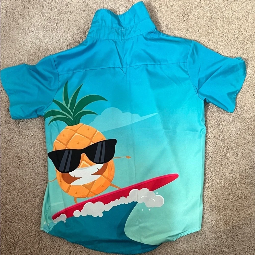 Tropical Blue Pineapple Surf Kids Shirt